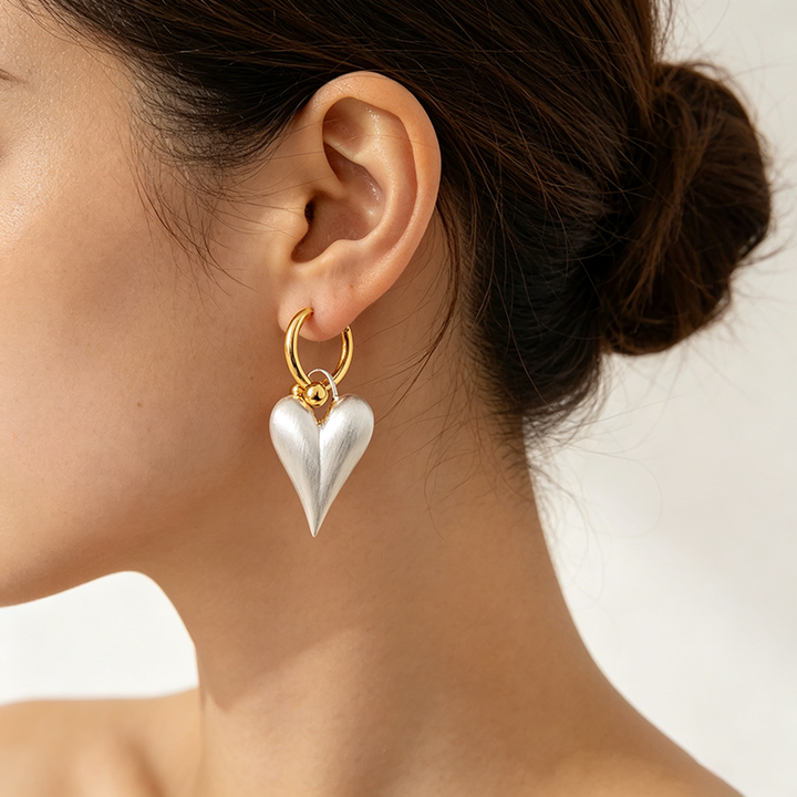 Heart-shaped drop earrings