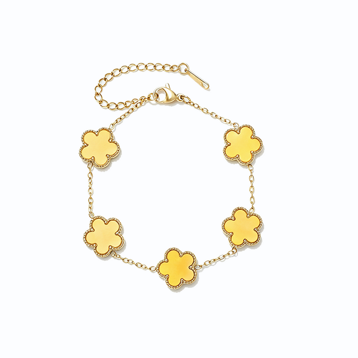 Titanium Steel Five Leaf Clover Bracelet