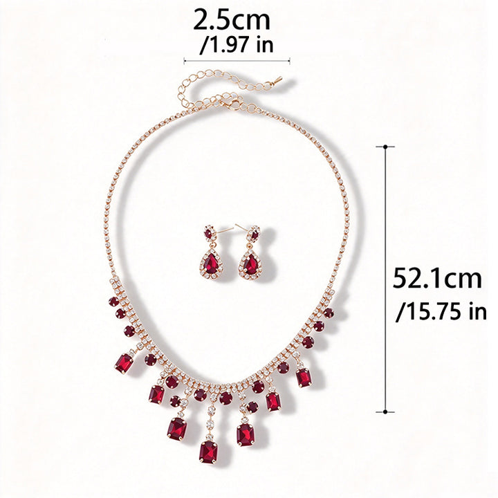 Oval Geometric Tassel Necklace Set