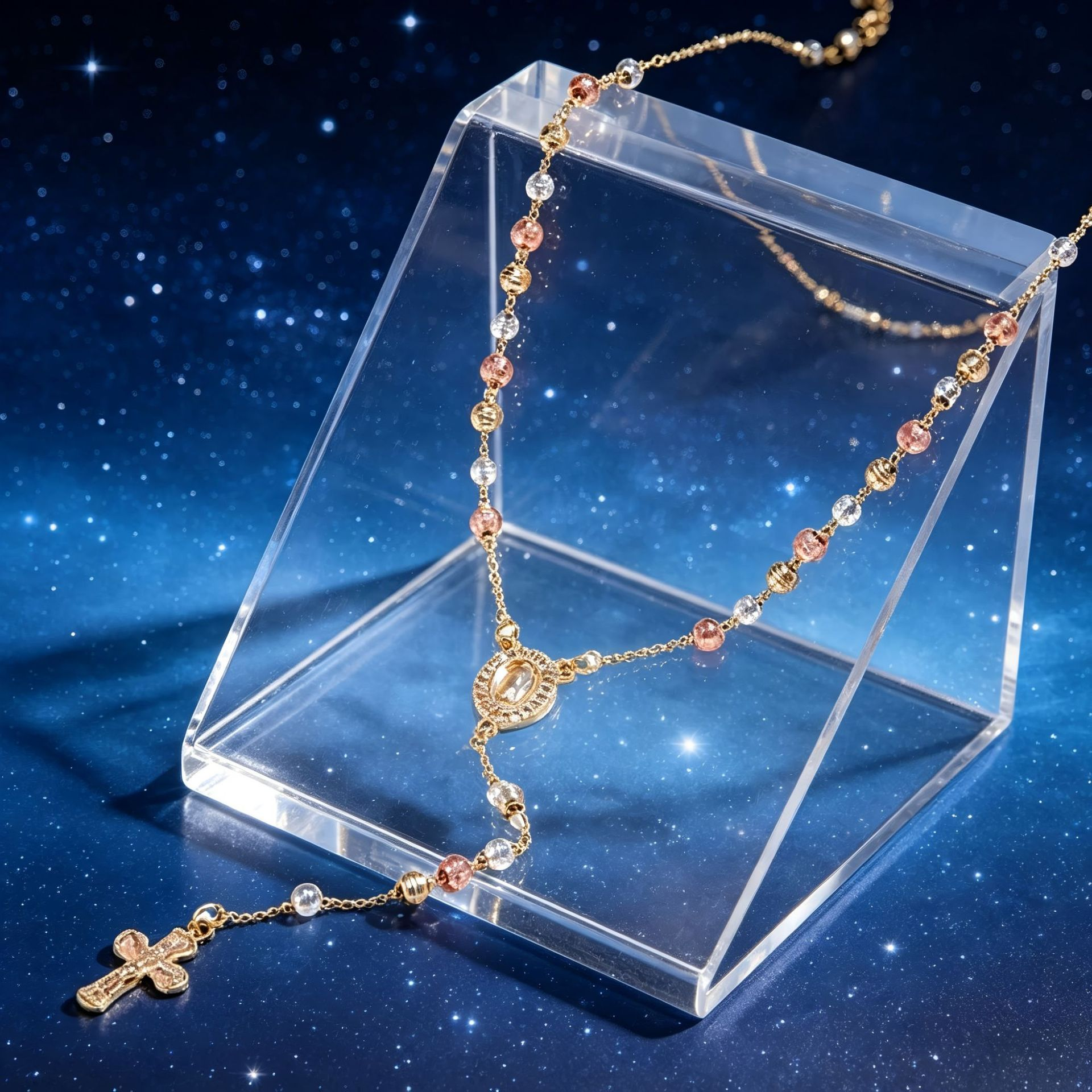 Virgin Mary Medal Beaded Y‑Shape Necklace