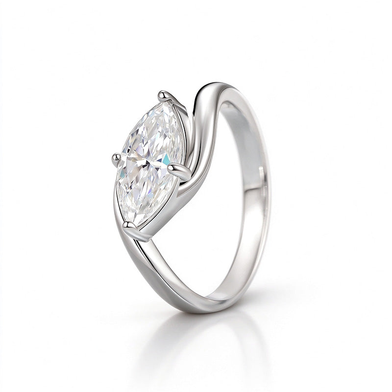 Marquise-cut twisted ring
