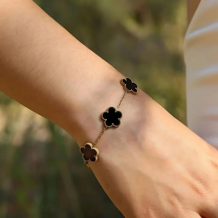 Titanium Steel Five Leaf Clover Bracelet