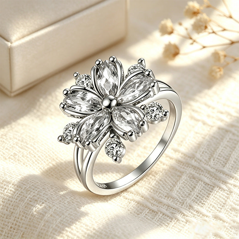 Zircon flower ring