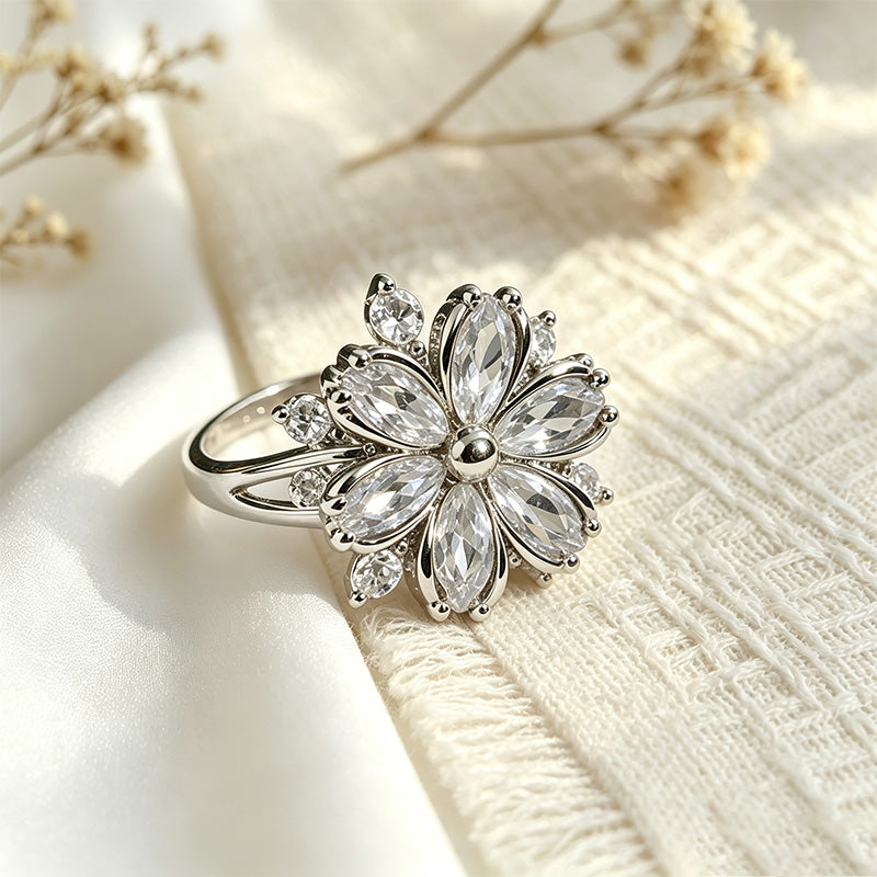 Zircon flower ring