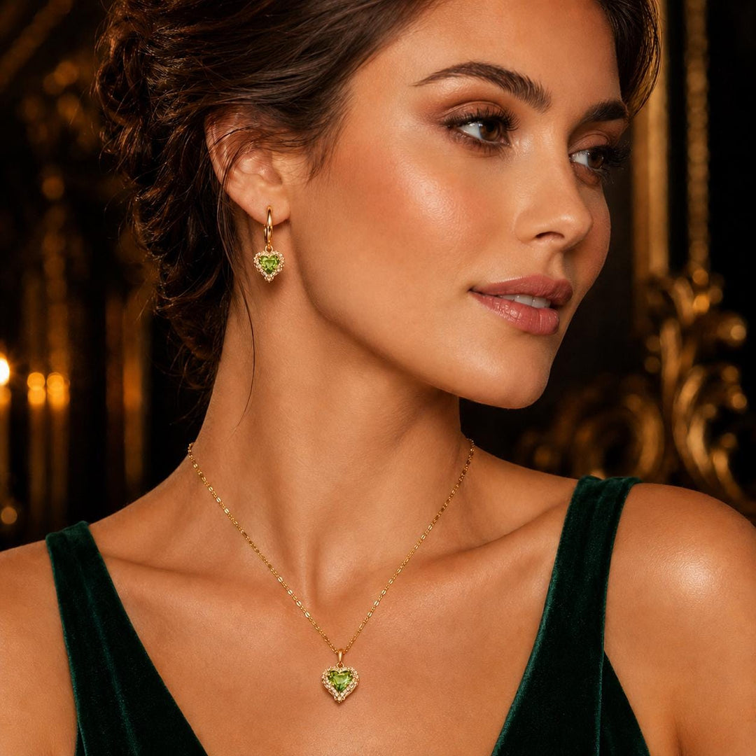 Heart-Shaped Necklace and Earring Set