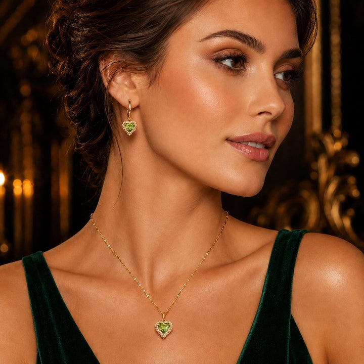 Heart-Shaped Necklace and Earring Set