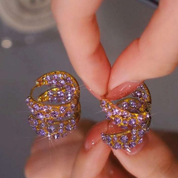 Purple Zircon Hoop Earrings