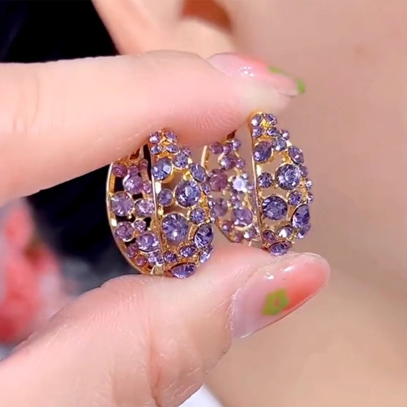 Purple Zircon Hoop Earrings