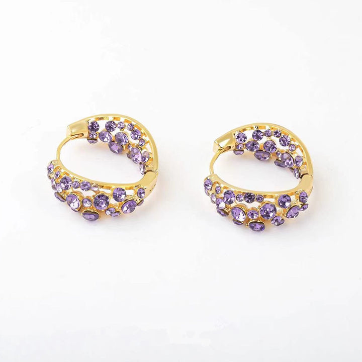 Purple Zircon Hoop Earrings