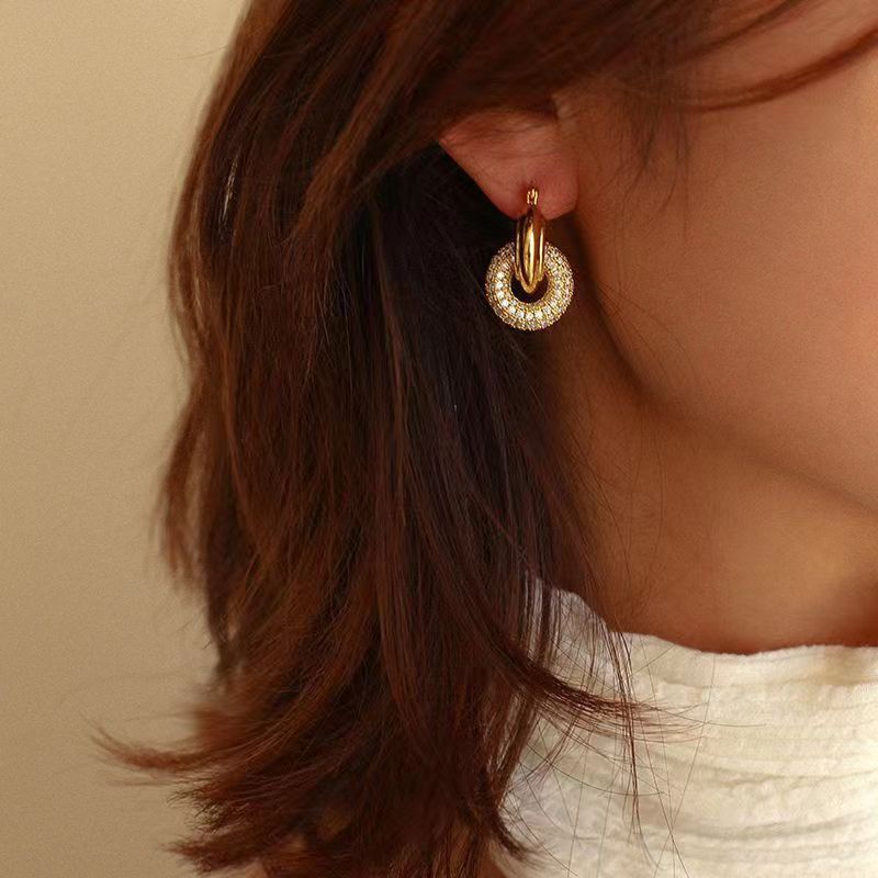 Interlocking CZ Double Hoop Earrings