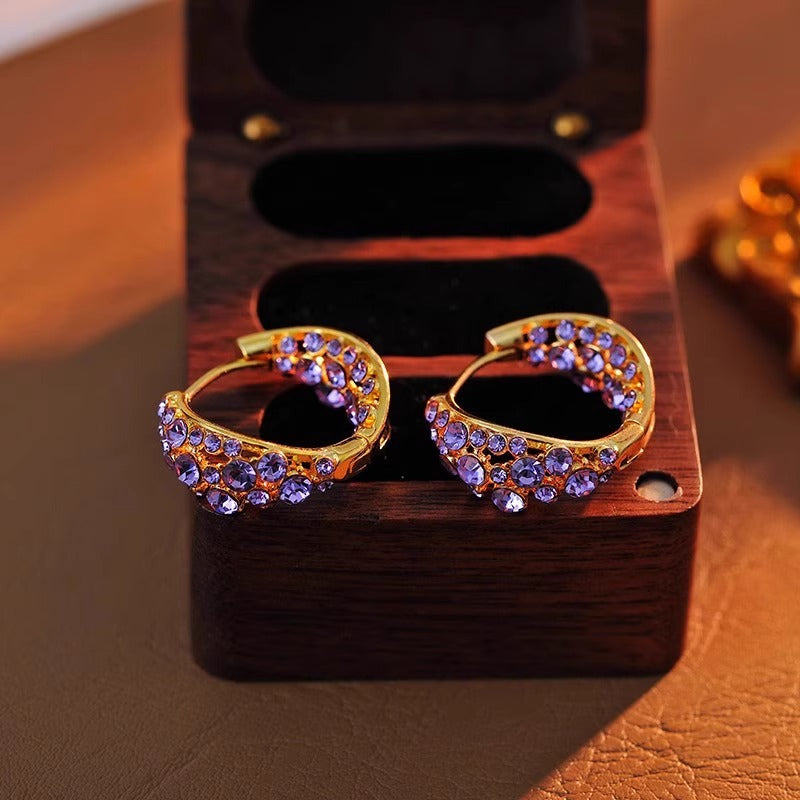 Purple Zircon Hoop Earrings