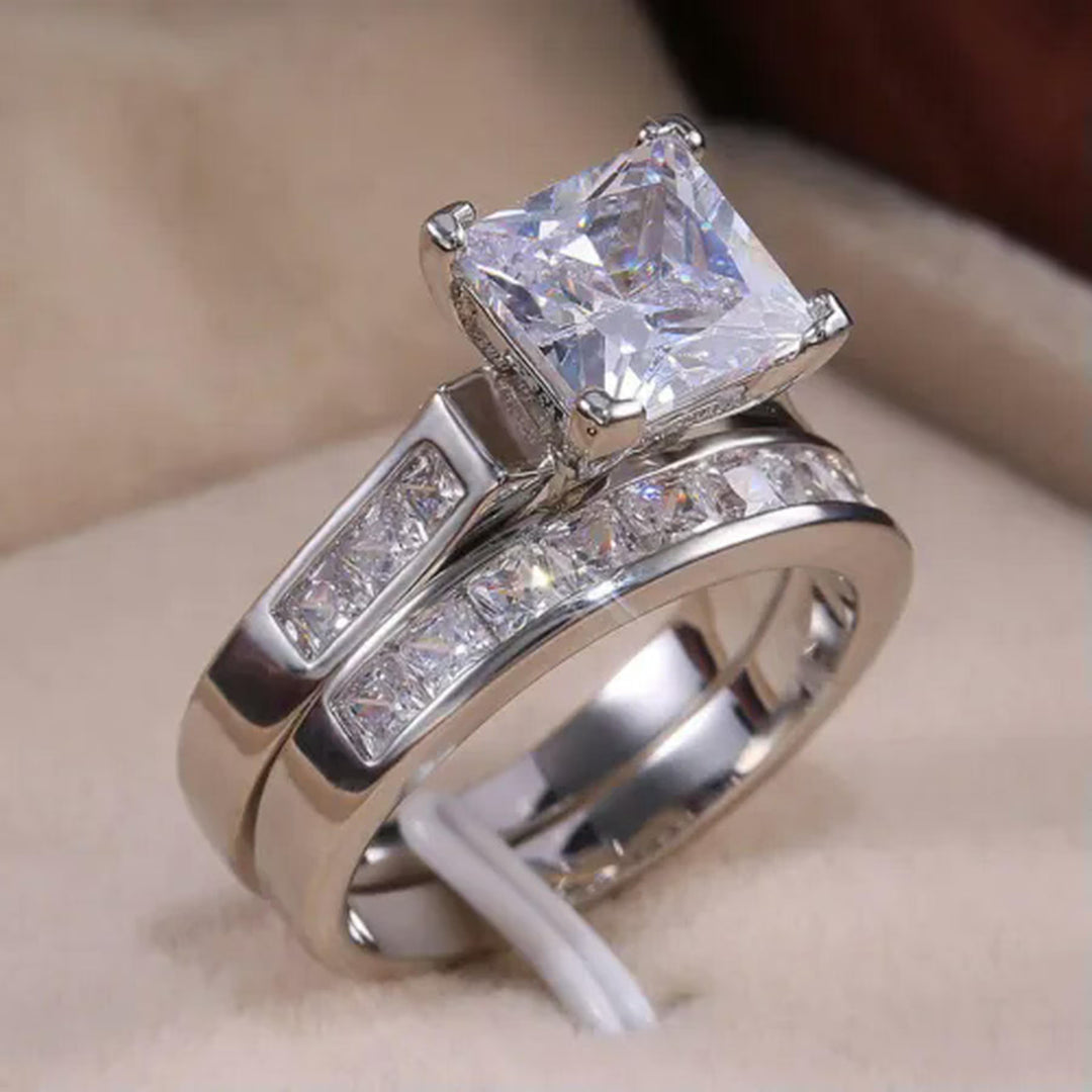 Square Zircon Ring Stack Set