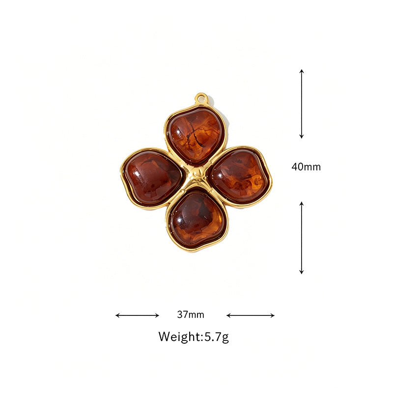 Vintage Rhinestone Cross Clover Charm