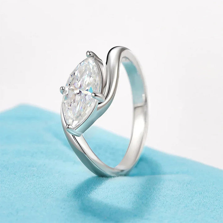 Marquise-cut twisted ring