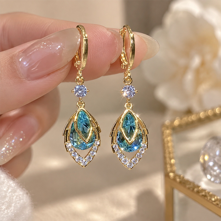 Water drop leaf earrings