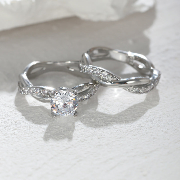 Zircon Four-Prong Twist Ring Set
