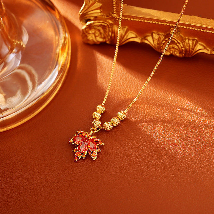 Golden Maple Leaf CZ Jewelry