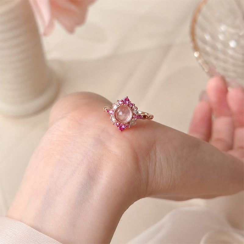 Vintage pink pendant ring earrings