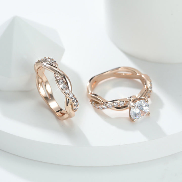 Zircon Four-Prong Twist Ring Set