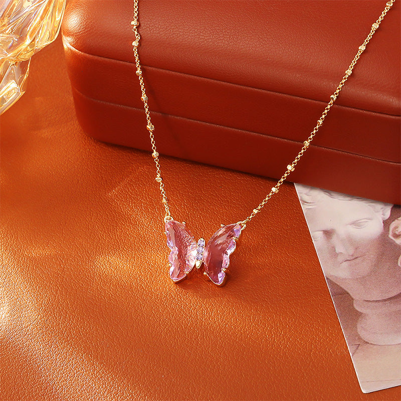 Purple Butterfly Necklace and Earrings