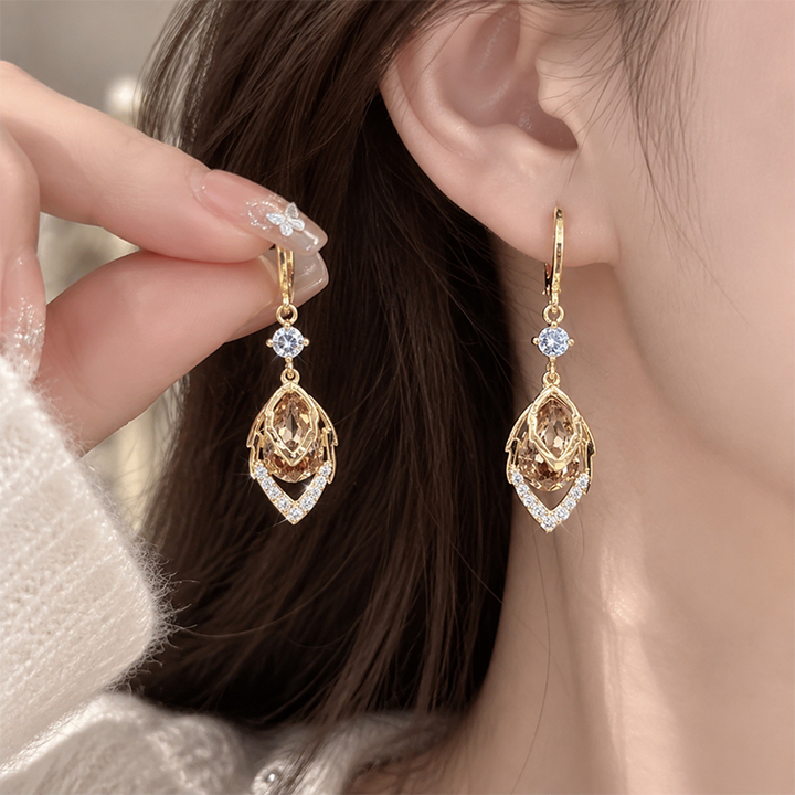 Water drop leaf earrings
