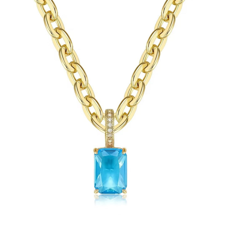 Rectangular zircon chunky chain necklace
