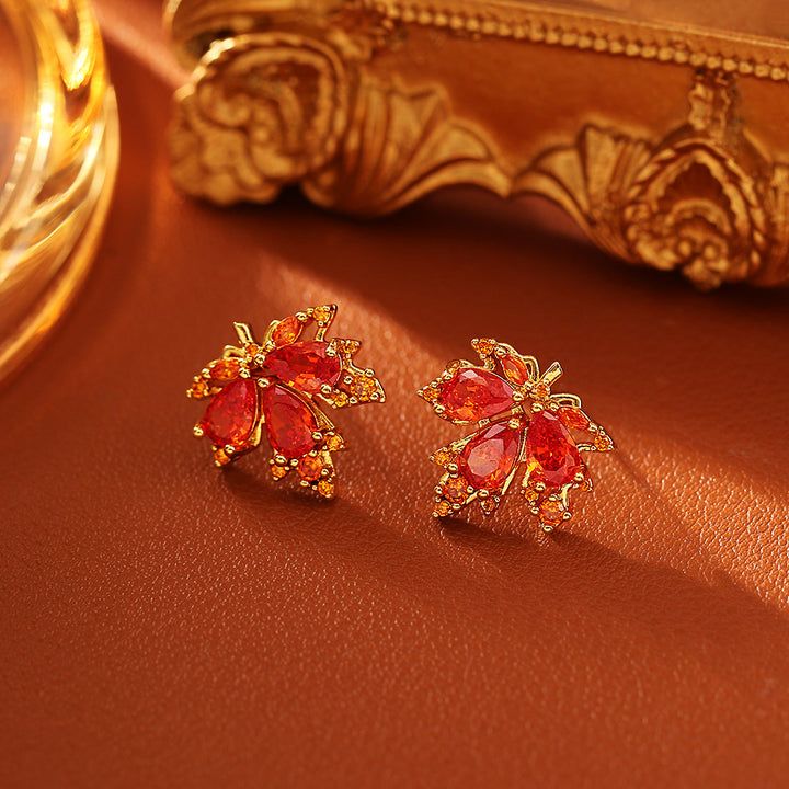 Golden Maple Leaf CZ Jewelry