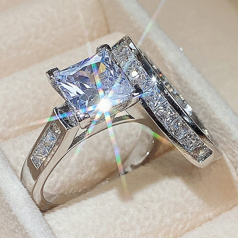 Square Zircon Ring Stack Set