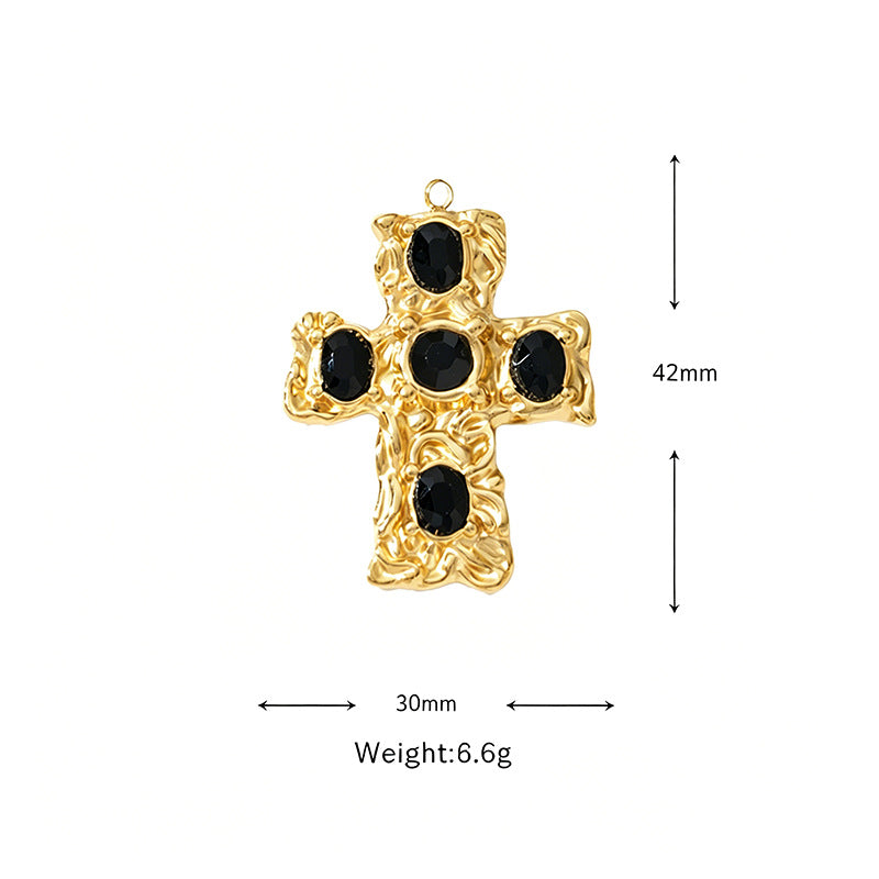 Vintage Rhinestone Cross Clover Charm