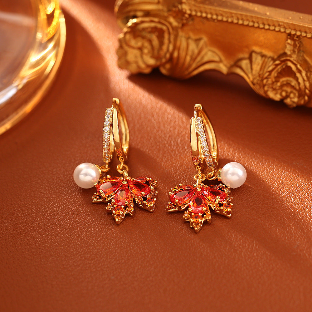 Golden Maple Leaf CZ Jewelry