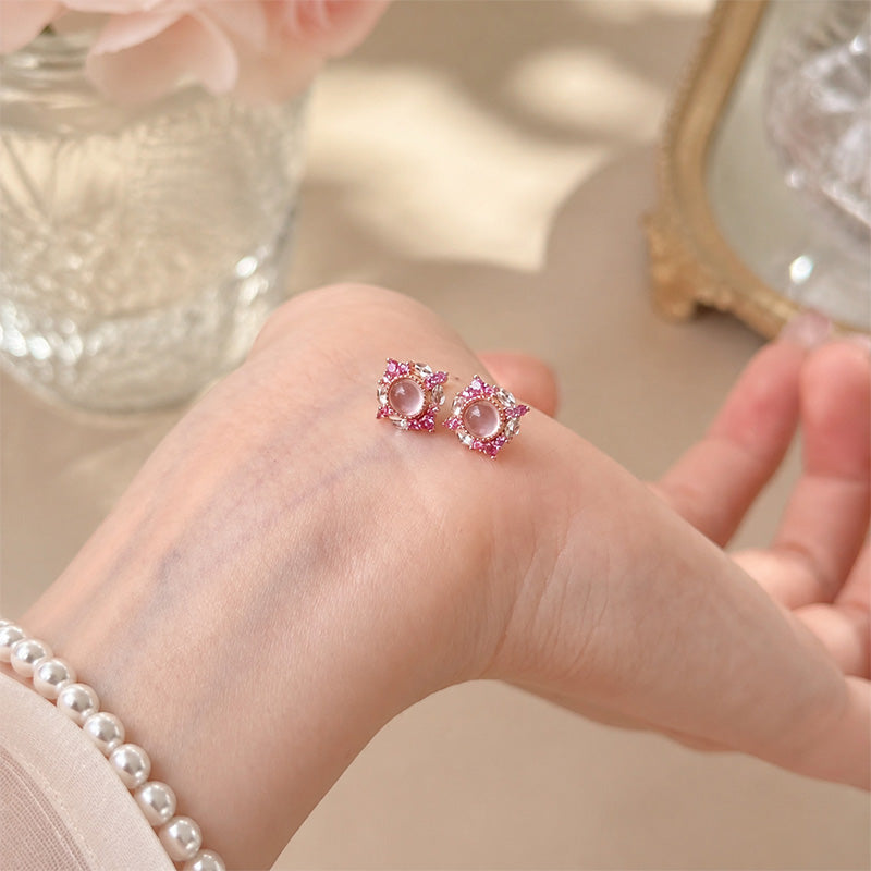 Vintage pink pendant ring earrings
