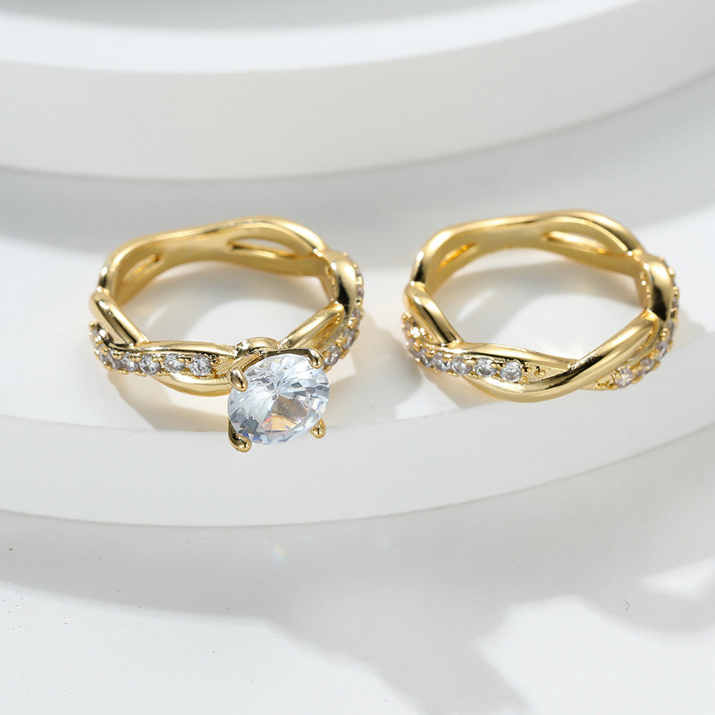 Zircon Four-Prong Twist Ring Set