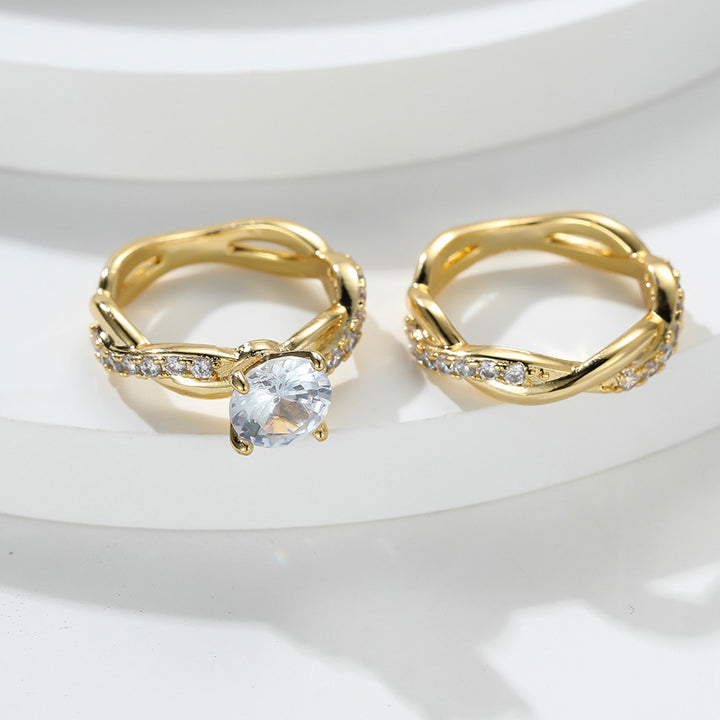 Zircon Four-Prong Twist Ring Set