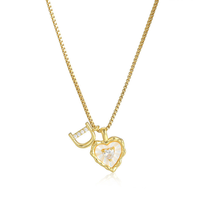 26‑Letter Heart Mother‑of‑Pearl Charm