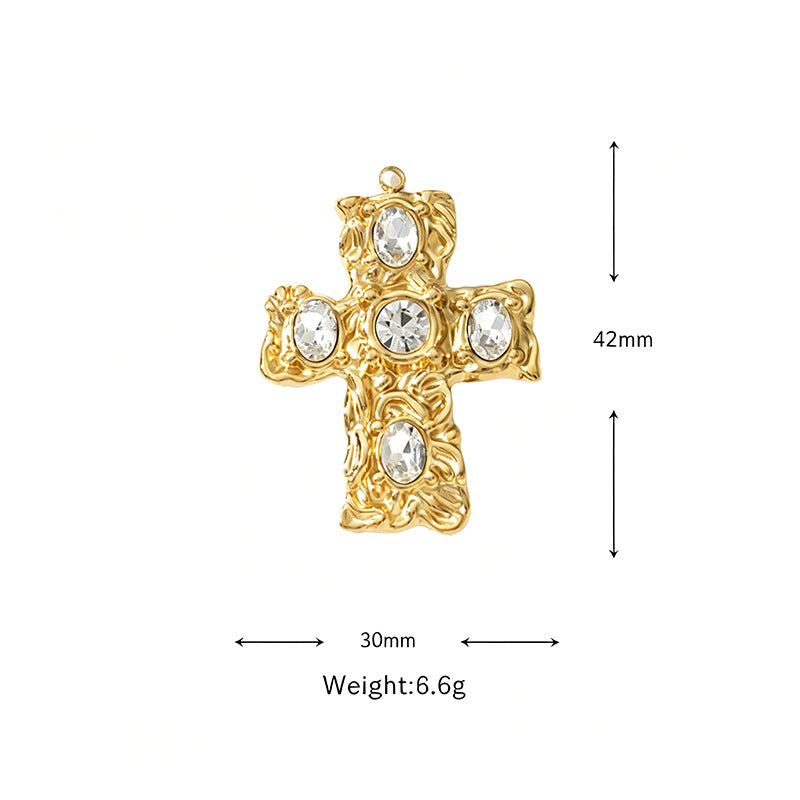 Vintage Rhinestone Cross Clover Charm
