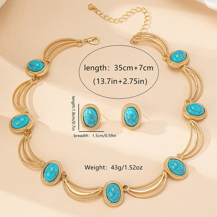 Oval Stone Necklace Earring Set