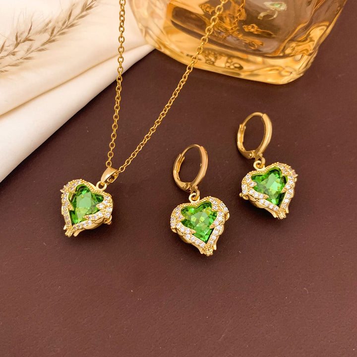 Heart-Shaped Necklace and Earring Set