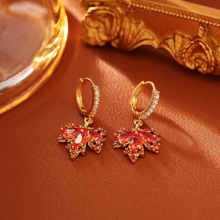 Golden Maple Leaf CZ Jewelry