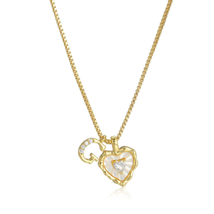 26‑Letter Heart Mother‑of‑Pearl Charm