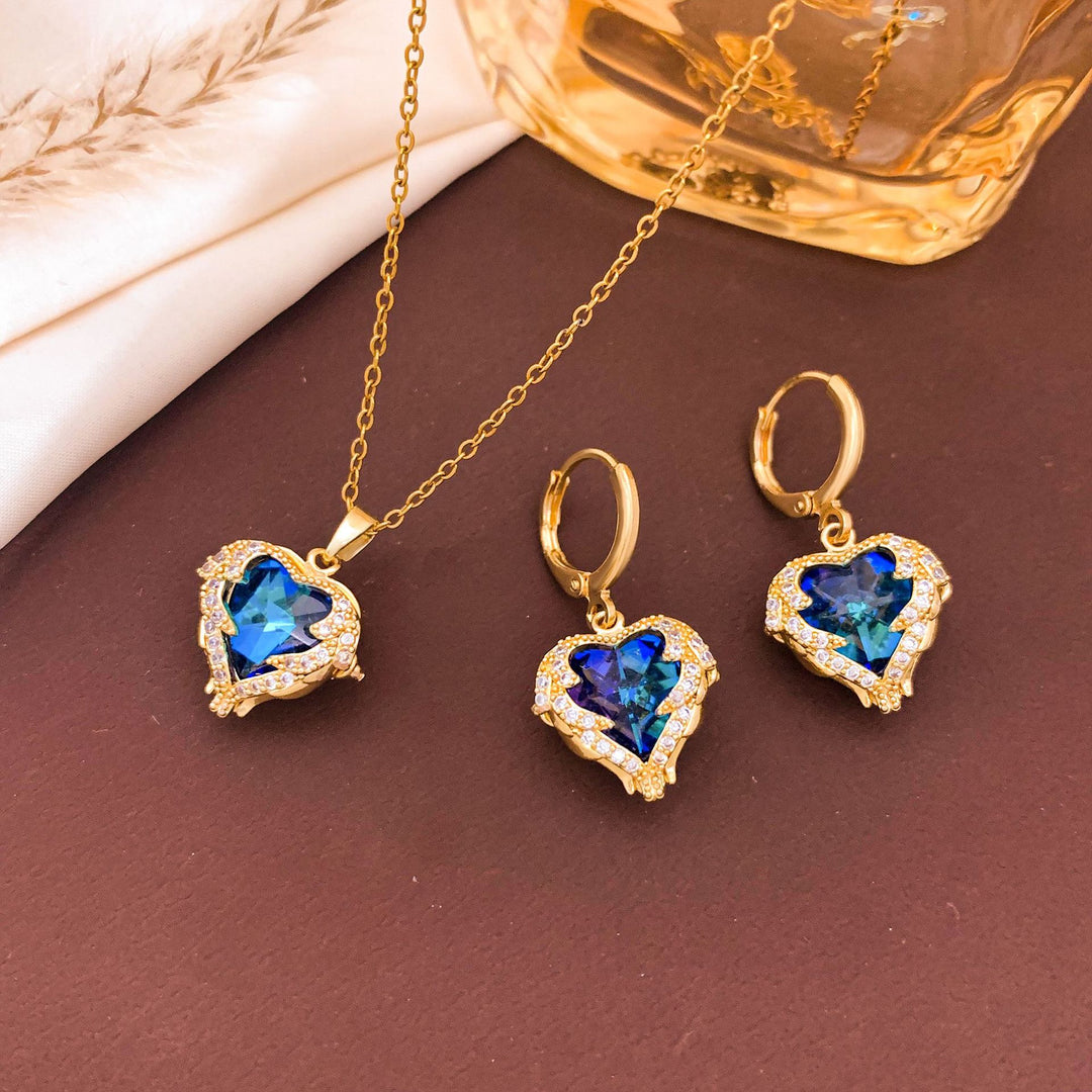 Heart-Shaped Necklace and Earring Set
