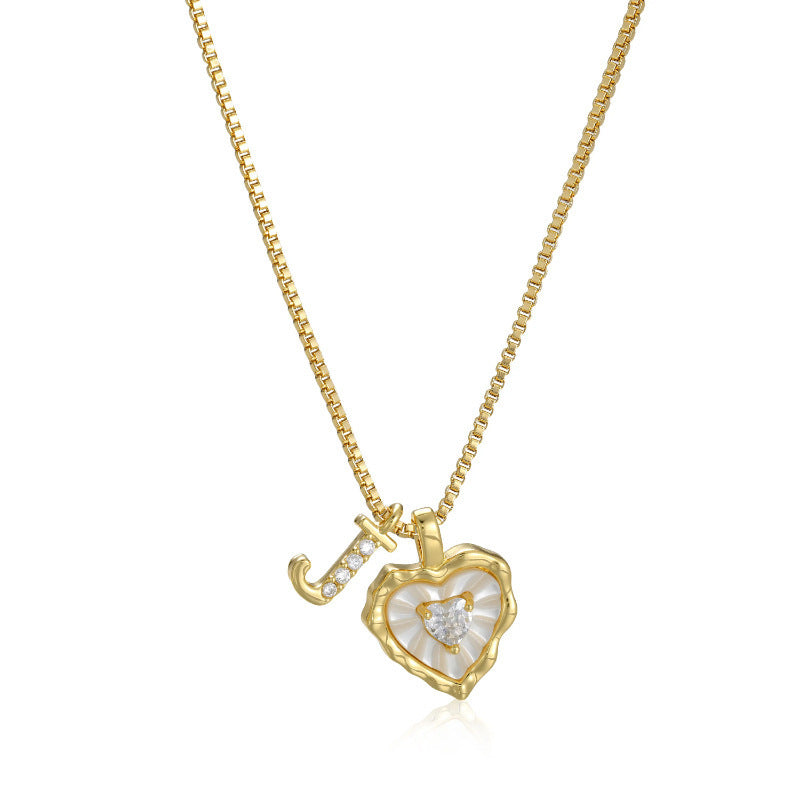26‑Letter Heart Mother‑of‑Pearl Charm