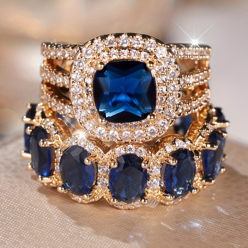 Egg-shaped ring set