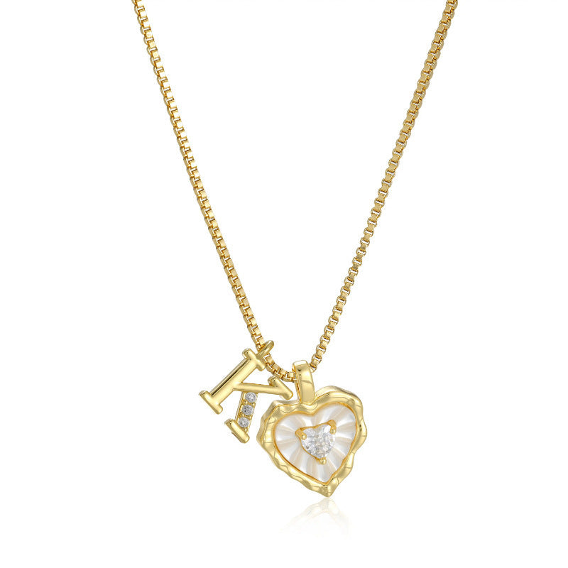 26‑Letter Heart Mother‑of‑Pearl Charm