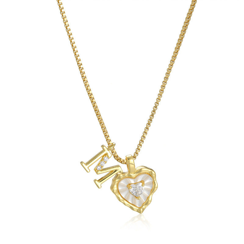 26‑Letter Heart Mother‑of‑Pearl Charm