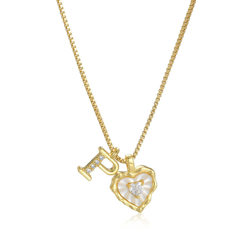 26‑Letter Heart Mother‑of‑Pearl Charm