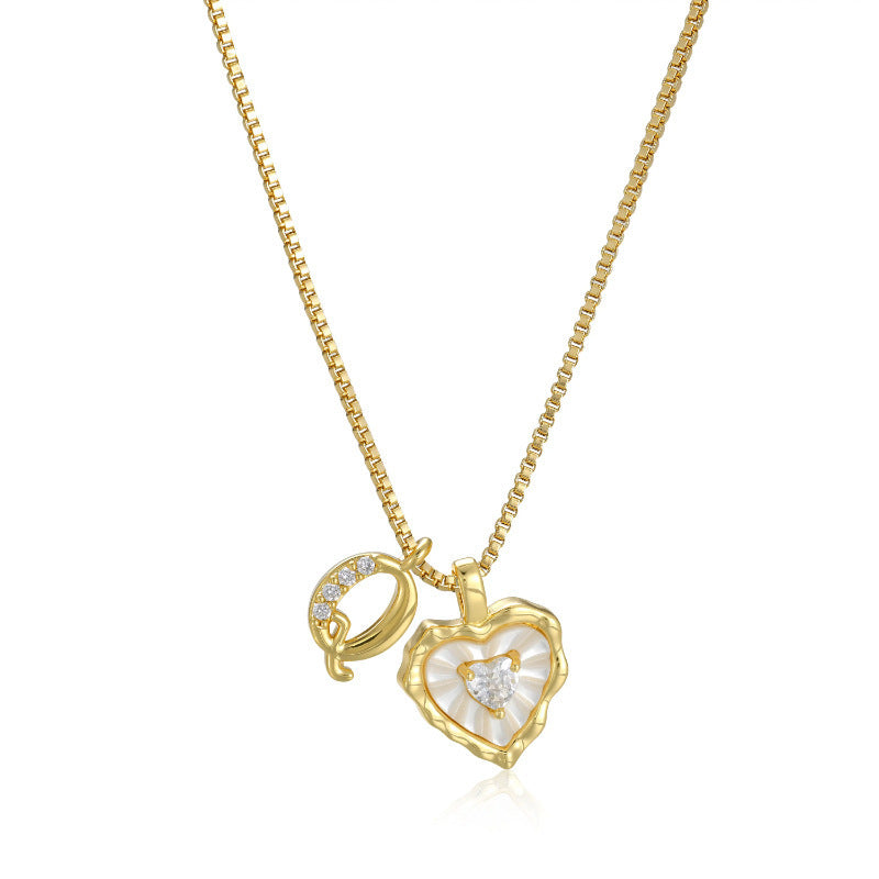 26‑Letter Heart Mother‑of‑Pearl Charm