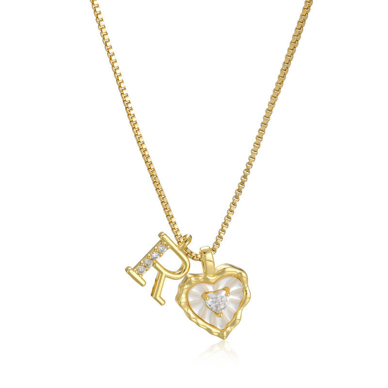 26‑Letter Heart Mother‑of‑Pearl Charm