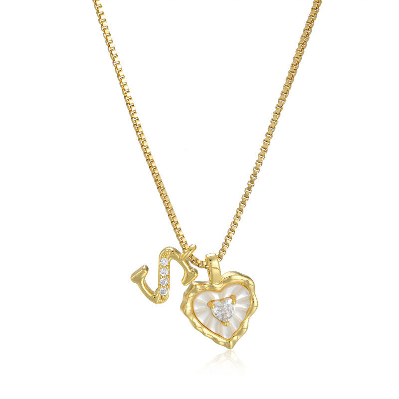 26‑Letter Heart Mother‑of‑Pearl Charm