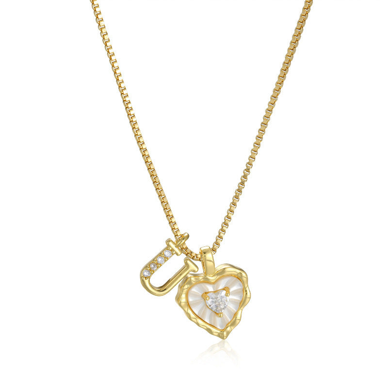 26‑Letter Heart Mother‑of‑Pearl Charm