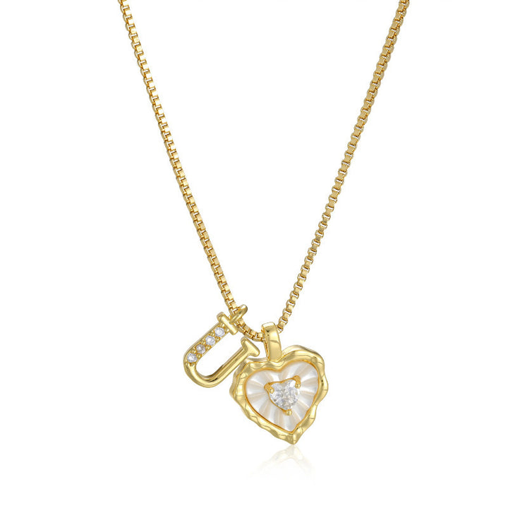 26‑Letter Heart Mother‑of‑Pearl Charm